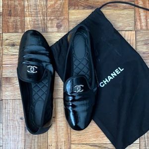 Patent Leather Black Chanel Loafers